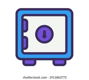 caja segura de almacenamiento de un único icono aislado con estilo de línea rellenado