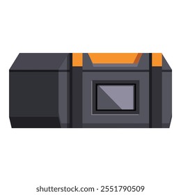 Secure storage solution featuring a futuristic metal container with integrated digital display and vibrant orange accents