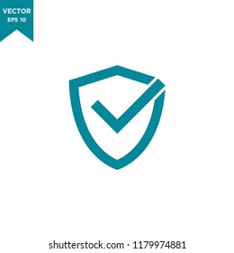 símbolo seguro, icono de escudo y icono de marca de verificación logotipo vectorial plantilla 