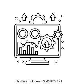 Secure Sync Outline Icon, Vector illustration