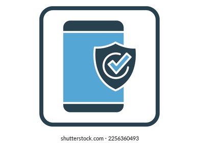Secure system icon illustration. Mobile phone icon with padlock. icon related to security. Solid icon style. Simple vector design editable