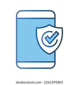 Secure system icon illustration. Mobile phone icon with padlock. icon related to security. Lineal color icon style. Simple vector design editable