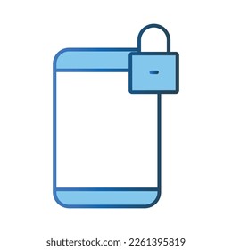 Secure system icon illustration. Mobile phone icon with padlock. icon related to Security. Lineal color icon style. Simple vector design editable