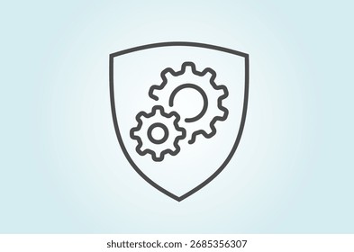 Sicheres Systemsymbol - Minimalistisches Schild mit Verriegelungsmechanismen für Cybersicherheit, Schutz der technischen Infrastruktur und betriebliche Integrität