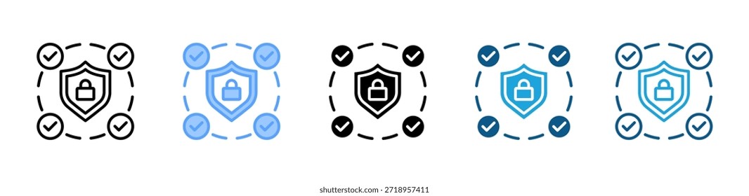 Secure System icon set multiple style collection