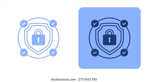 Sistema seguro mixtoIlustración de color de dos tonos e icono de fondo contrastante