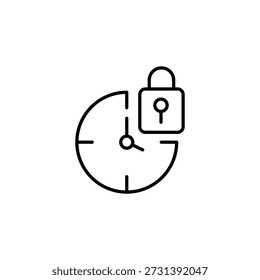 Secure Time Icon Locked Clock Minimal Outline Symbol Technology Concept
