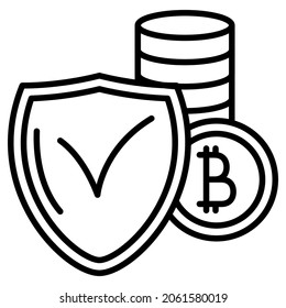 A secure transaction. Blockchain technology. Secure cryptocurrency. Icon, vector, outline, isolated, 48 pixel. Editable stroke.