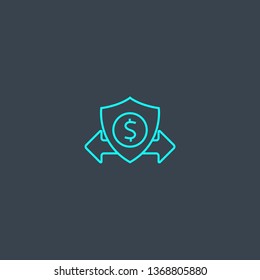 secure transaction concept blue line icon. Simple thin element on dark background. secure transaction concept outline symbol design. Can be used for web and mobile UI/UX