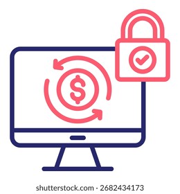 Secure Transaction Icon Color Vector Illustration