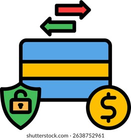 Secure Transaction Icon Lineal Color Vector Illustration