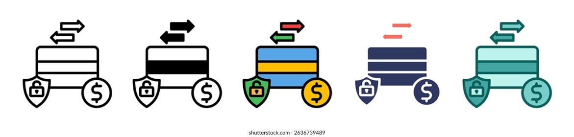 Secure Transaction Icon Multiple Vector Illustration