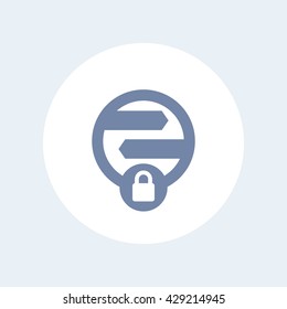 secure transaction icon, padlock, online security, pictogram isolated on white, vector illustration