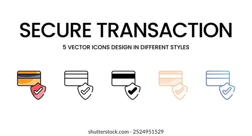 Ícones de vetor de Transação Segura definidos prontos para usar aplicativos móveis e qui.