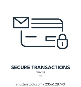 Secure Transactions Icon. Banking, Payment, Safety. Editable Stroke. Simple Vector Icon