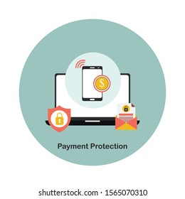 Secure transactions and payments protection. Vector illustration modern design.