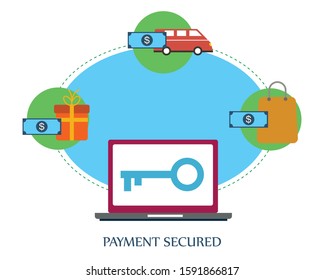 Secure transactions and payments protection. Vector illustration