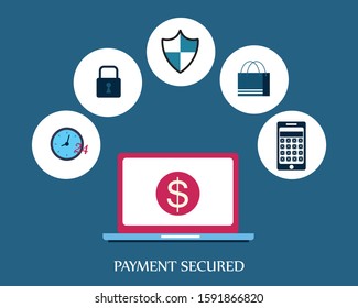 Secure transactions and payments protection. Vector illustration
