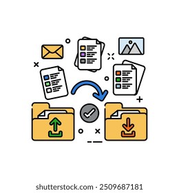 Secure Transfer Fill Color Icon, Vector illustration
