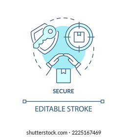 Secure turquoise concept icon. Safety of post box services. Parcels protection abstract idea thin line illustration. Isolated outline drawing. Editable stroke. Arial, Myriad Pro-Bold fonts used
