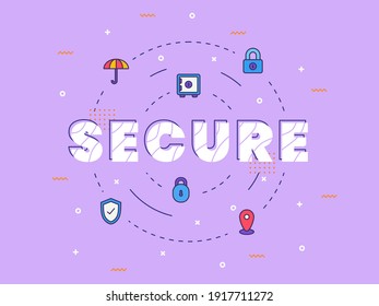 secure typography calligraphy word art with filled color style