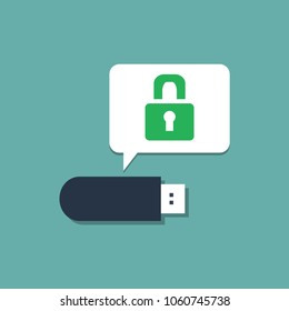 Secure Usb drive icon on white background