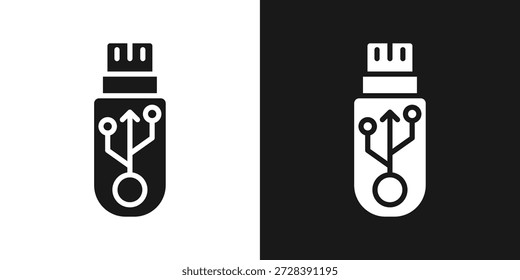 Ícone Usb Seguro Em Estilo De Glifo Preto E Branco