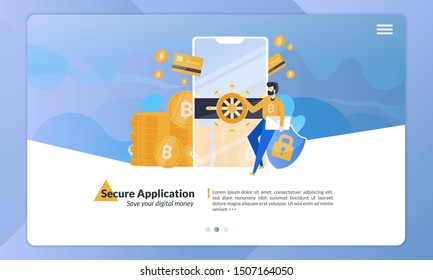 Secure to use digital money application, the application illustrates mining on the landing page