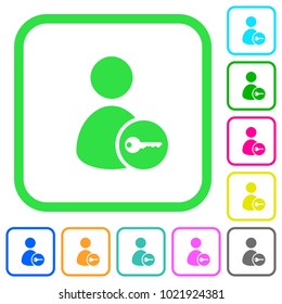 Secure user account vivid colored flat icons in curved borders on white background