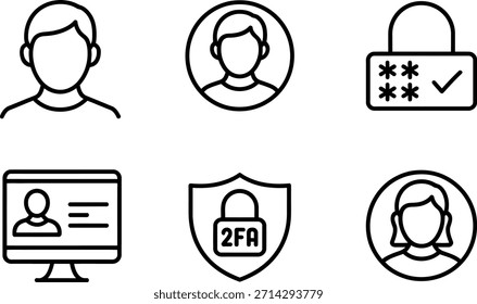 Iconos de autenticación de usuario seguros para la seguridad en línea