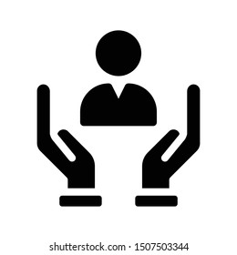 secure user glyph flat vector icon