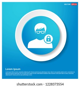 Secure User Icon Abstract Blue Web Sticker Button - Free vector icon