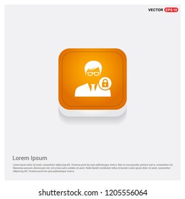 Secure User Icon Orange Abstract Web Button - Free vector icon