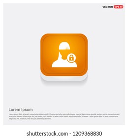 Secure User Icon Orange Abstract Web Button - Free vector icon