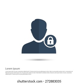 Secure User Icon, pictogram icon on gray background. Simple flat metro design style. half shade cut icon. Flat design style. Vector illustration