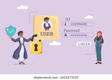 Secure User Identity and Password Protection: Individuals Managing Online Accounts with Robust Cybersecurity Measures for Safe Login and Data Access.