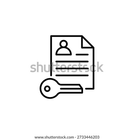 Secure User Profile Document With Key Access Outline Icon