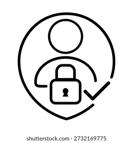 Ilustração vetorial plana do ícone da proteção da privacidade do perfil de usuário seguro