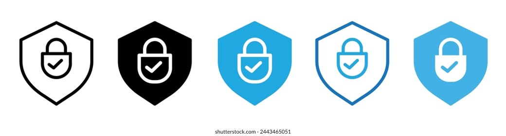 Secure Vault and Network Security Icons in Vector for Firewall Protection and Safety Measures