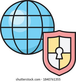 secure vector flat colour icon 