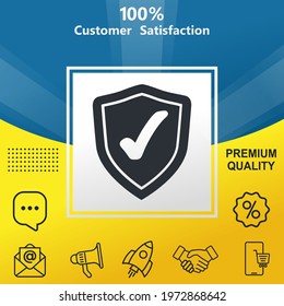 secure vector glyph color icon. With yellow and blue background option