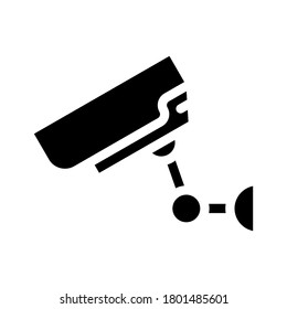 vector de icono de glifo de cámara de vídeo segura. señal de cámara de vídeo segura. símbolo de contorno aislado ilustración negra