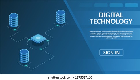 Secure virtual data processing protect storage internet technology concept vector illustration