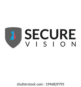 Inspiración en el diseño del logotipo de Visión segura y Seguridad con el elemento de diagrama y el icono de bloqueo