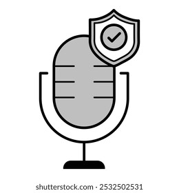 Symbol für sichere Sprachauthentifizierung. Sprachschutz und Sicherheitssymbol - Vektorgrafik für Sicherheits- und Datenschutzkonzepte