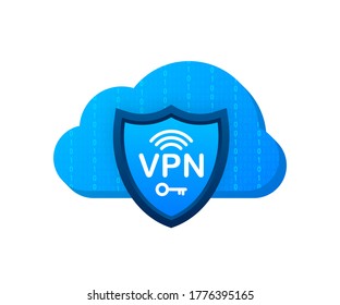 Concepto de conexión VPN segura. Información general sobre la conectividad de red privada virtual. Ilustración de material vectorial.
