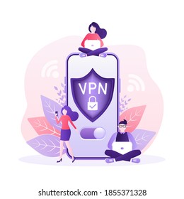 Secure VPN connection concept. Virtual private network connectivity overview. Safety internet technology, data secure. 3d icon with vpn for concept design.