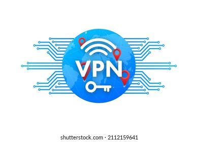 Secure VPN connection concept. Virtual private network connectivity overview. Vector stock illustration.