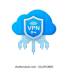 Sicheres VPN-Verbindungskonzept. Übersicht über die virtuelle private Netzwerkkonnektivität. Vektorgrafik.