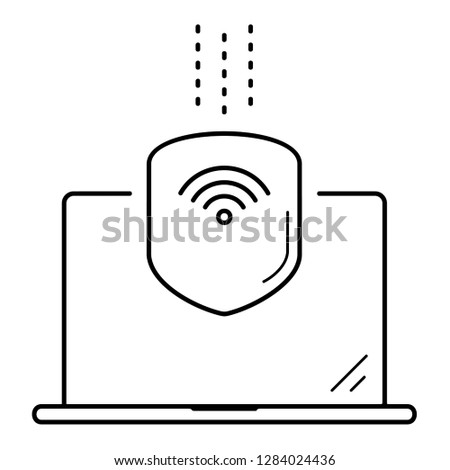 Secure VPN Services. Vector flat outline icon illustration isolated on white background.